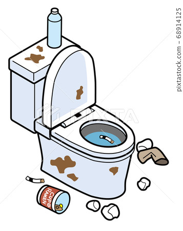 散落灰塵的西式馬桶 68914125