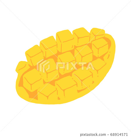 切芒果的手繪插圖圖標 切芒果的手繪插圖圖標 68914571