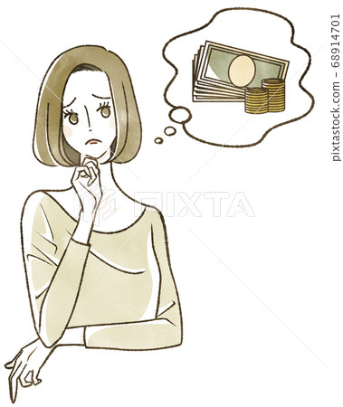 Woman thinking about money Woman thinking about money 68914701