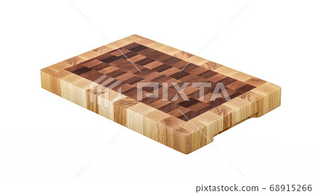 Solid Wood Butcher's Block. Chopping Board isolated on white background. Full depth of field. 68915266