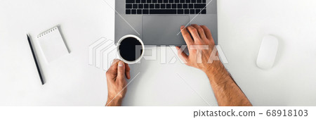 Remote workplace on isolated white background. 68918103