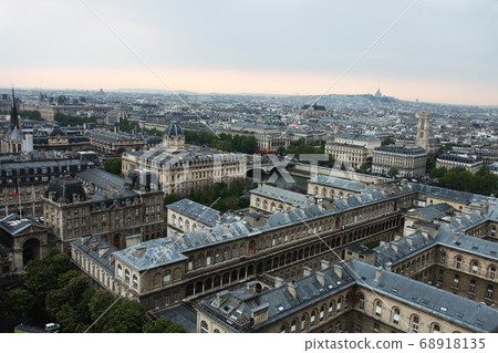 Roofs, houses, and streets of Paris from the bell 68918135