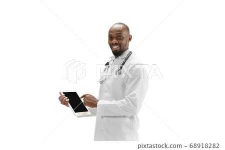 African-american doctor isolated on white background, professional occupation African-american doctor isolated on white background, professional occupation 68918282