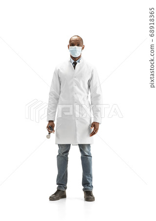 African-american doctor isolated on white background, professional occupation 68918365