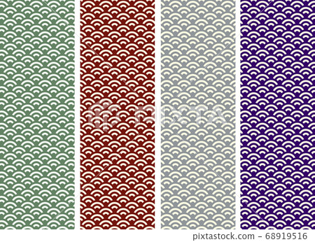 日式素材多彩的藍色海紋 68919516