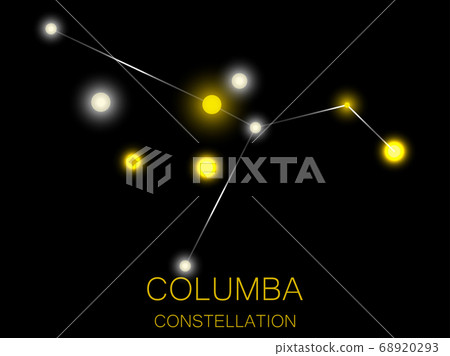 Columba constellation. Bright yellow stars. Vector 68920293