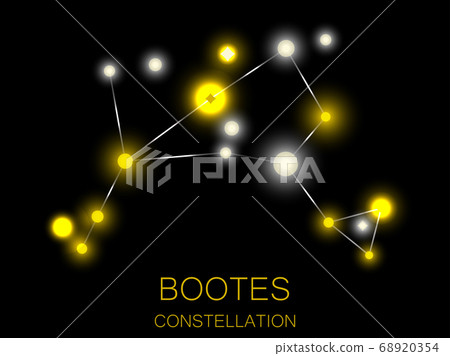 Bootes constellation. Bright yellow stars. Vector Bootes constellation. Bright yellow stars. Vector 68920354