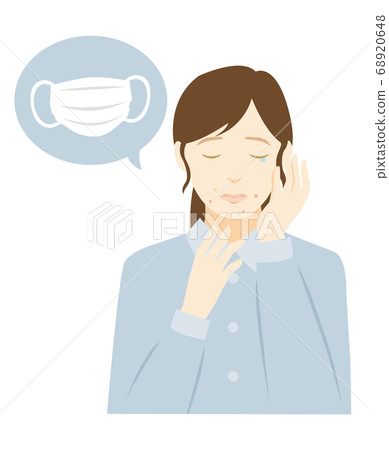 Illustration of a woman who got rough with a mask 68920648
