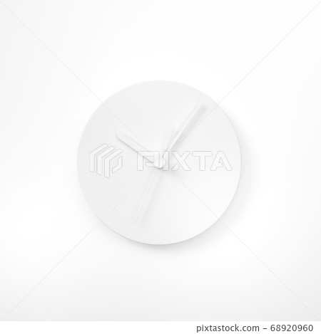 White Watch, Round analog clock face on background 3d rendering. 3d illustration minimal style conception of punctuality Precise time-keeping and measurement of time. 68920960