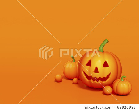 Halloween pumpkin on orange background 3d... - Stock Illustration ...