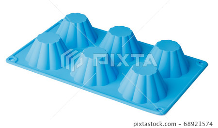 Silicone form for cupcake baking on white background 68921574