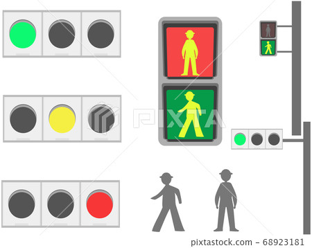 Illustration set of red/blue/yellow traffic... - Stock Illustration ...