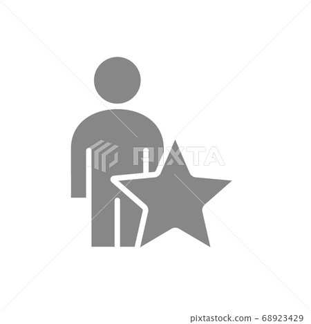 Human with big star, user review gray icon. Charity, rating, add to favorites, feedback symbol Human with big star, user review gray icon. Charity, rating, add to favorites, feedback symbol 68923429