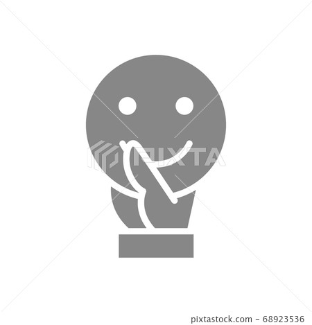 Hand holding happy emoji gray icon. Share a good mood symbol 68923536