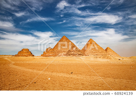 Ancient Great Pyramids at Giza, Cairo, Egypt Ancient Great Pyramids at Giza, Cairo, Egypt 68924139