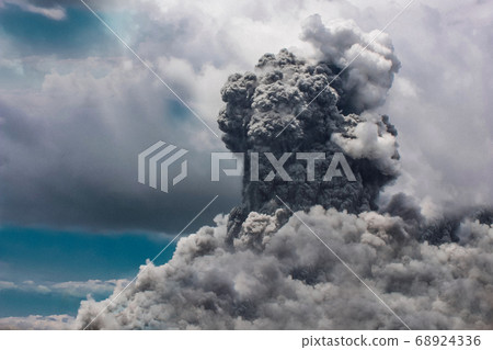 A rising cloud of gray volcano smoke.Texture or background A rising cloud of gray volcano smoke.Texture or background 68924336