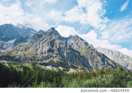 Beautiful mountain landscape in Val Ferret, Italy. 68924849
