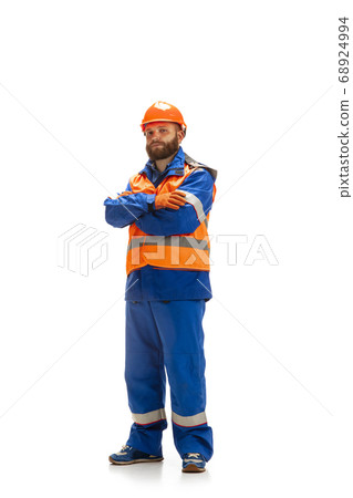 Handsome contractor, builder isolated over white studio background 68924994