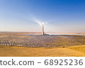 Aerial view of a Solar power tower and mirrors. 68925236