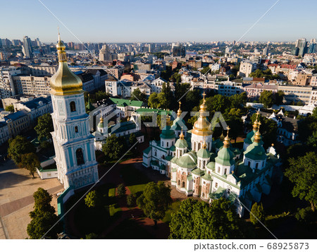 Saint Sophia's Cathedral in Kyiv, Ukraine. Aerial view 68925873