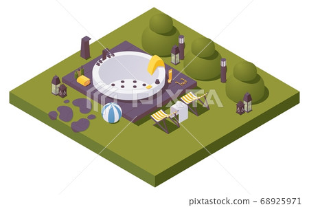 Vector isometric large outdoor spa pool in 68925971