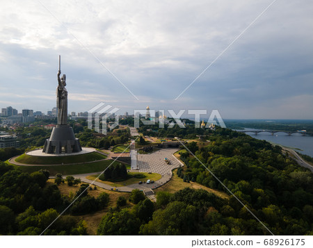 Motherland Monument in Kyiv, Ukraine. Aerial view 68926175