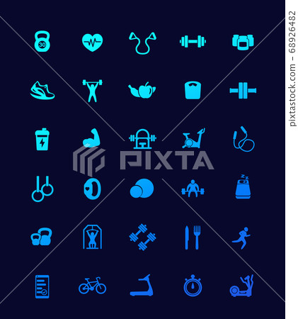 30 fitness icons, gym, workout and training set 68926482