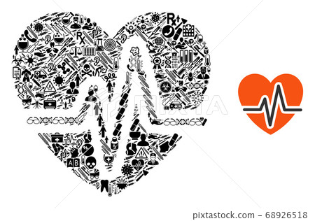 Collage Heart Diagram with Health Symbols 68926518