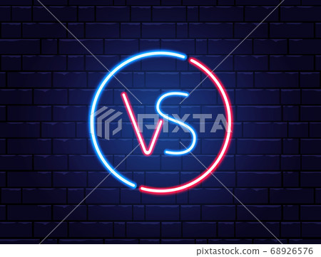 Versus logo neon. Red vs blue team. Battle Versus logo neon. Red vs blue team. Battle 68926576
