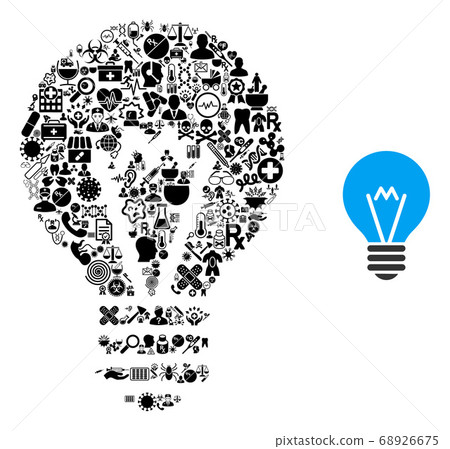 Collage Electric Bulb of Medic Icons Collage Electric Bulb of Medic Icons 68926675