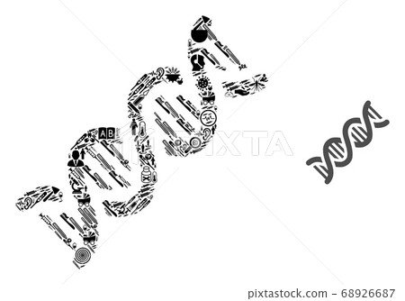 Mosaic DNA Spiral with Medic Symbols 68926687