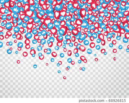 3d Like and thumbs up icons falling on transparent 3d Like and thumbs up icons falling on transparent 68926815