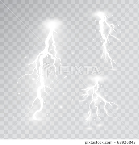 White lightnings set isolated on transparent White lightnings set isolated on transparent 68926842