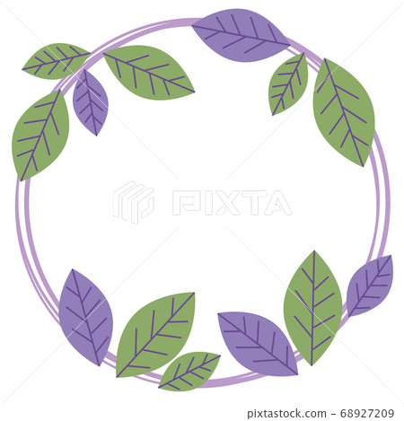 Green violet leaves round frame, wreath of leaf, Green violet leaves round frame, wreath of leaf, 68927209