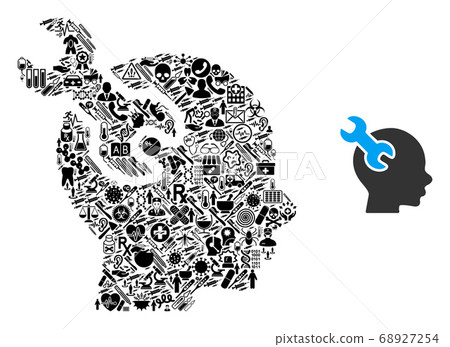 Mosaic Brain Service Wrench from Healthcare Icons Mosaic Brain Service Wrench from Healthcare Icons 68927254
