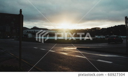Sunset over a fountain near Ribadesella. Sunset over a fountain near Ribadesella. 68927304