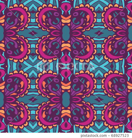 Vector Ethnic Abstract Seamless vintage pattern background ornamental. Vector illustration. Textile fabric ikat design natural colored folk art stylized Vector Ethnic Abstract Seamless vintage pattern background ornamental. Vector illustration. Textile fabric ikat design natural colored folk art stylized 68927523