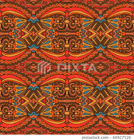 Tiled ethnic boho pattern for fabric. Abstract geometric mosaic vintage seamless pattern ornamental. 68927526