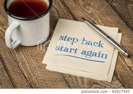 step back, start again - motivational note 68927945
