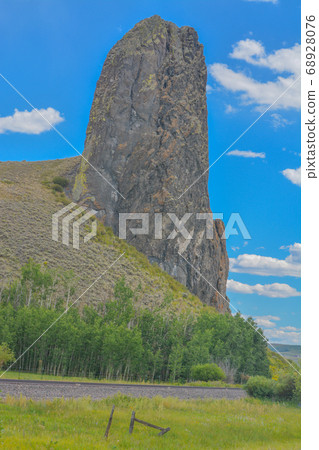 Finger Rock is a volcanic plug located in Stagecoach State Park in the Rocky Mountains,Yampa, Colorado Finger Rock is a volcanic plug located in Stagecoach State Park in the Rocky Mountains,Yampa, Colorado 68928076