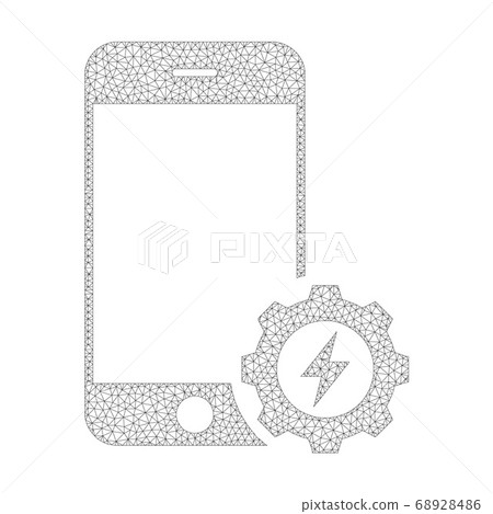 Mesh Vector Smartphone Power Options Gear Icon - Stock Illustration ...