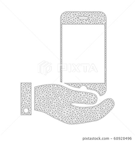 Mesh Vector Smartphone Offer Hand Icon - Stock Illustration [68928496 ...