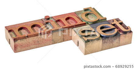 mindset word abstract in wood type 68929255
