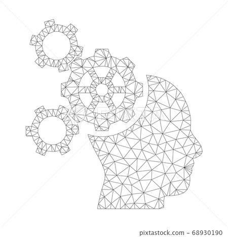 Mesh Vector Brain Mechanics Icon 68930190