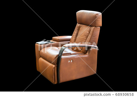 leather Brown armchair isolated on black leather Brown armchair isolated on black 68930658