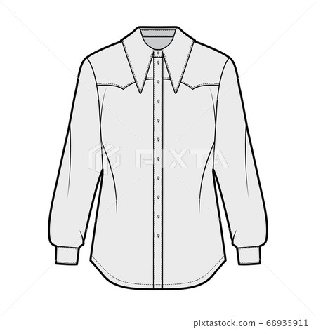 Western-inspired shirt technical fashion... - Stock Illustration ...