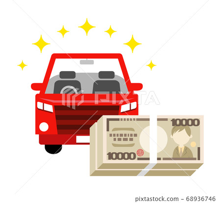 新車和金錢的例證圖像 新車和金錢的例證圖像 68936746