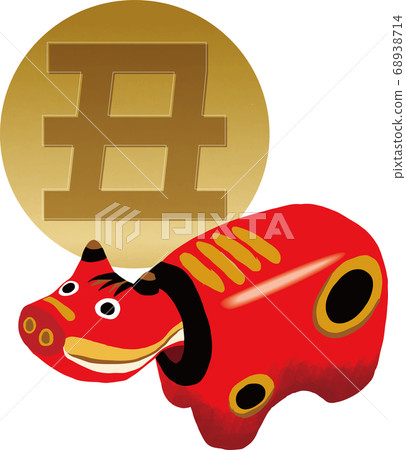 Ox: New Year's card Akabeko Folk art Aizu Souvenir Cute Illustration Ox Ox: New Year's card Akabeko Folk art Aizu Souvenir Cute Illustration Ox 68938714