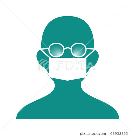 A person with a mask and glasses overcast (green) 68938863