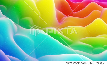 Beautiful abstract 3D background with gradient rainbow colors, surface with abstract waves or extruded wavy pattern on surface. Color gradient, soft matte material with glitter sparkles. Beautiful abstract 3D background with gradient rainbow colors, surface with abstract waves or extruded wavy pattern on surface. Color gradient, soft matte material with glitter sparkles. 68939387